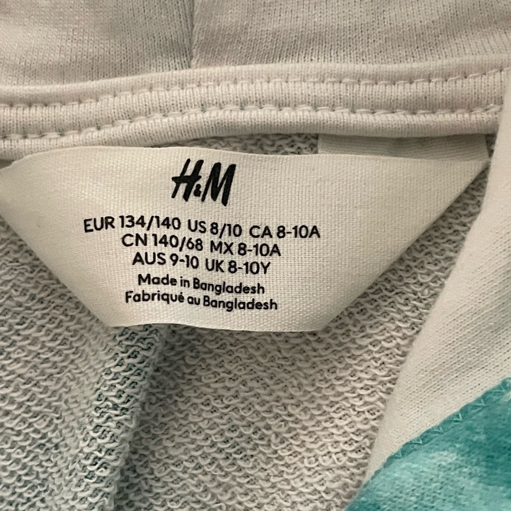 H&M Youth Teal and White Tie-Dye Sleeveless Top with hoodie Size: 8/10 - Picture 2 of 6